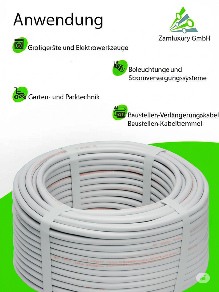 Flexibles Stromkabel Universalkabel Elektrisches Kabel H05VVF 3x2.5mm² (Grau, 1meter) – Bild 5