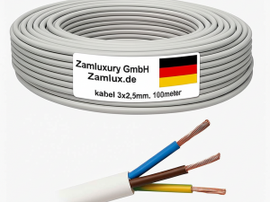 Flexibles Stromkabel Universalkabel Elektrisches Kabel H05VVF 3x2.5mm² (Grau, 100meter)