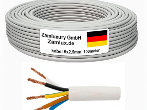 Flexibles Stromkabel Universalkabel Elektrisches Kabel H05VVF 5x2.5mm² (Grau, 100meter)